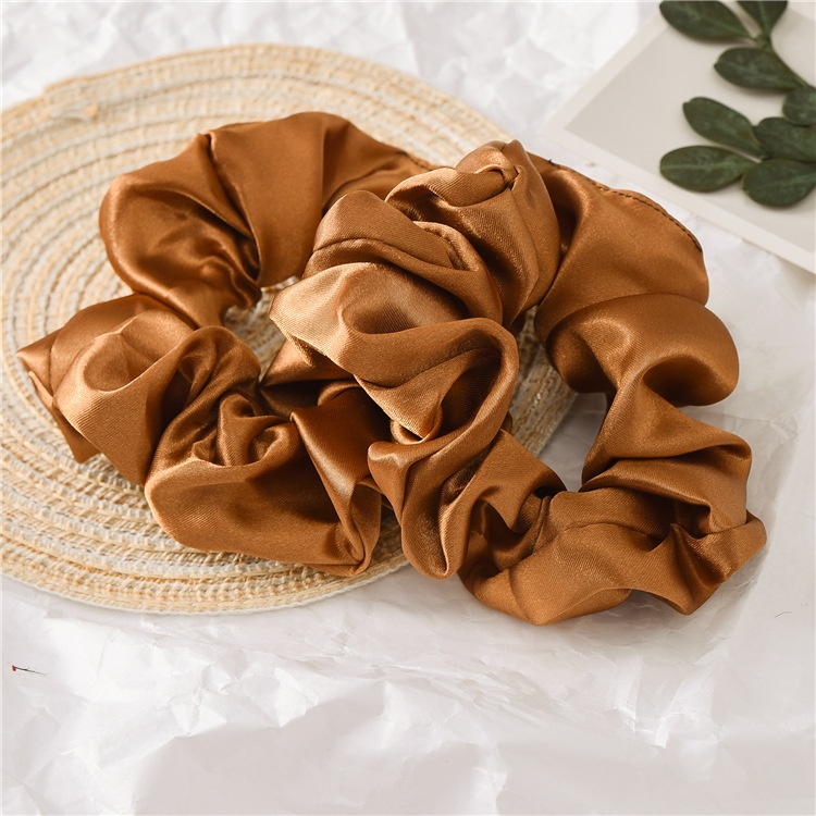Women's Fashion Handmade Satin Scrunchie Hair Tie for Daily Wear Solid Color