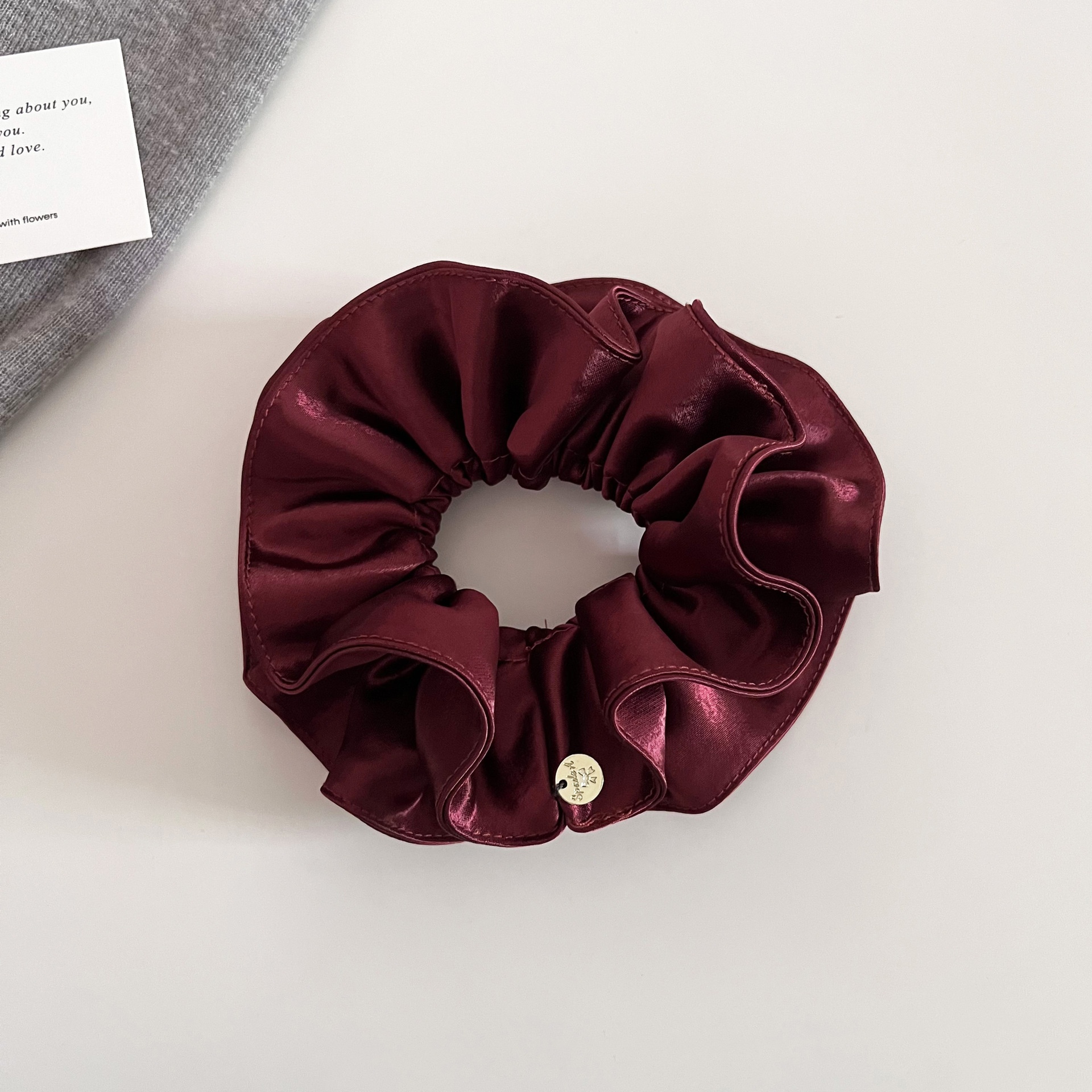 Women's Elegant Double Layer Pleated Satin Large Bow Hair Tie for Low Ponytails