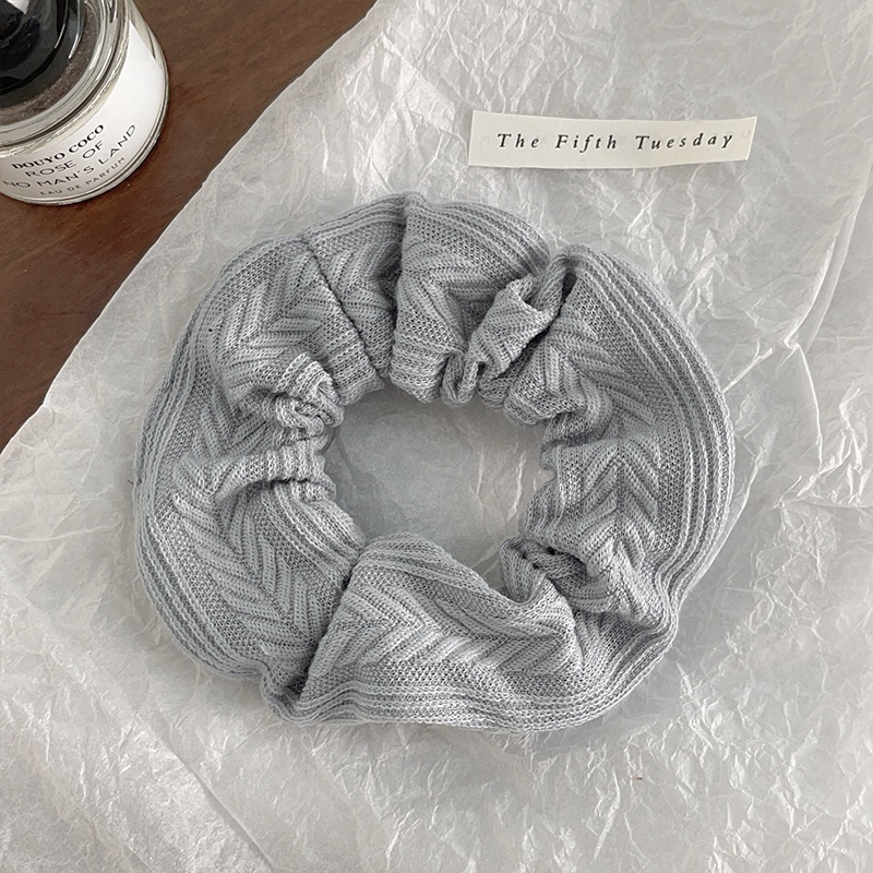 Women's Sweet Plush Rib-Knit Butterfly Knot Color Block Winter Hair Tie