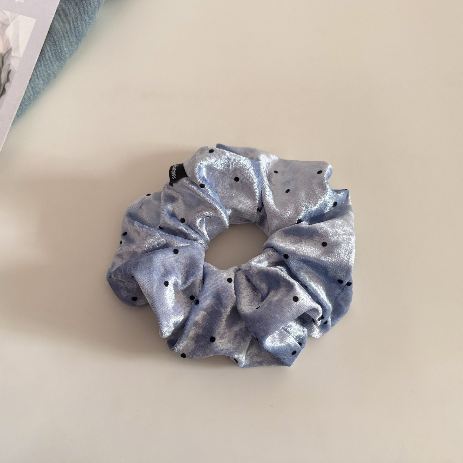 Women Velvet Polka Dot Ball Hair Tie Elastic Bun Rope Accessory