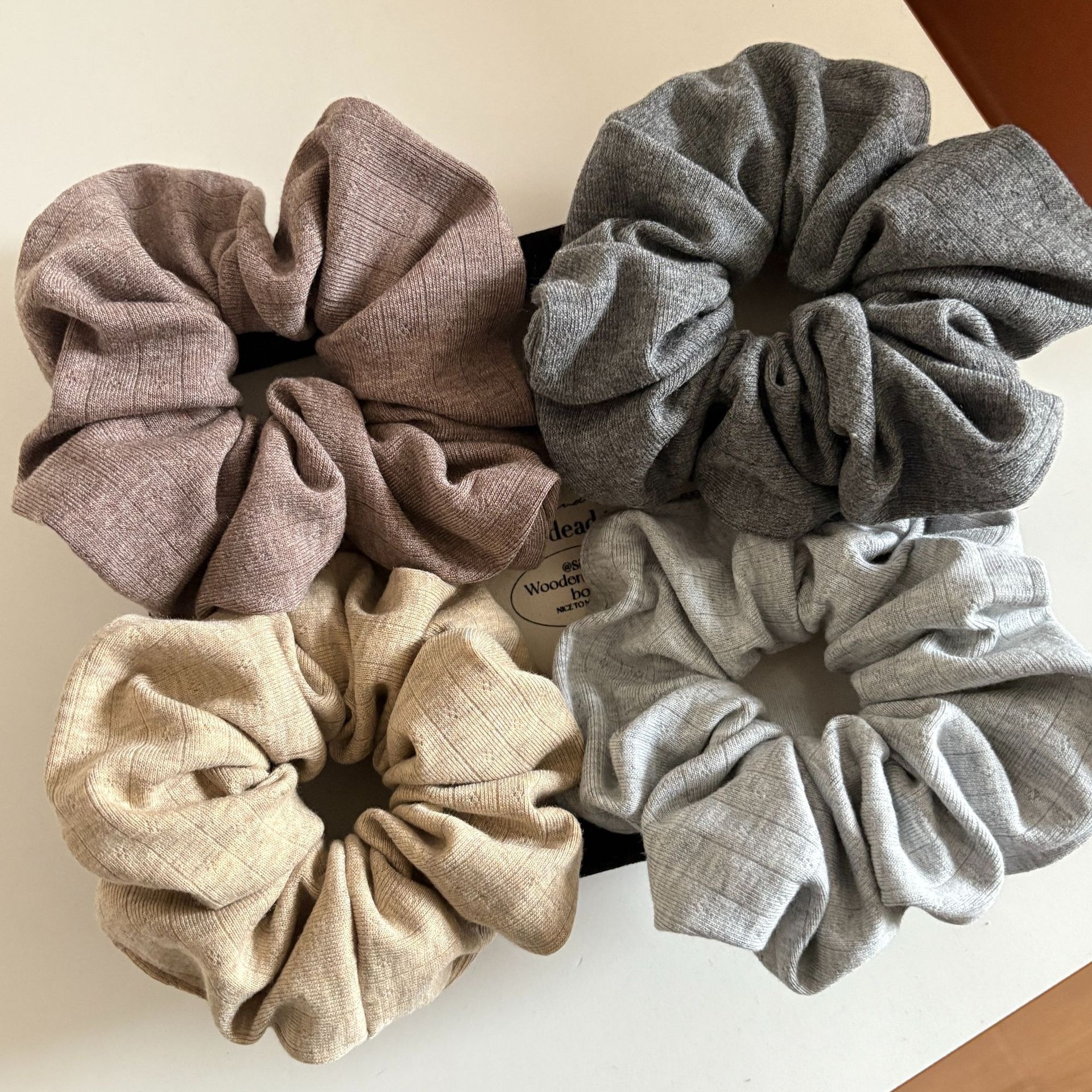 Women's Spring Everyday Soft Knit Hair Tie Scrunchie Solid Dark Grey