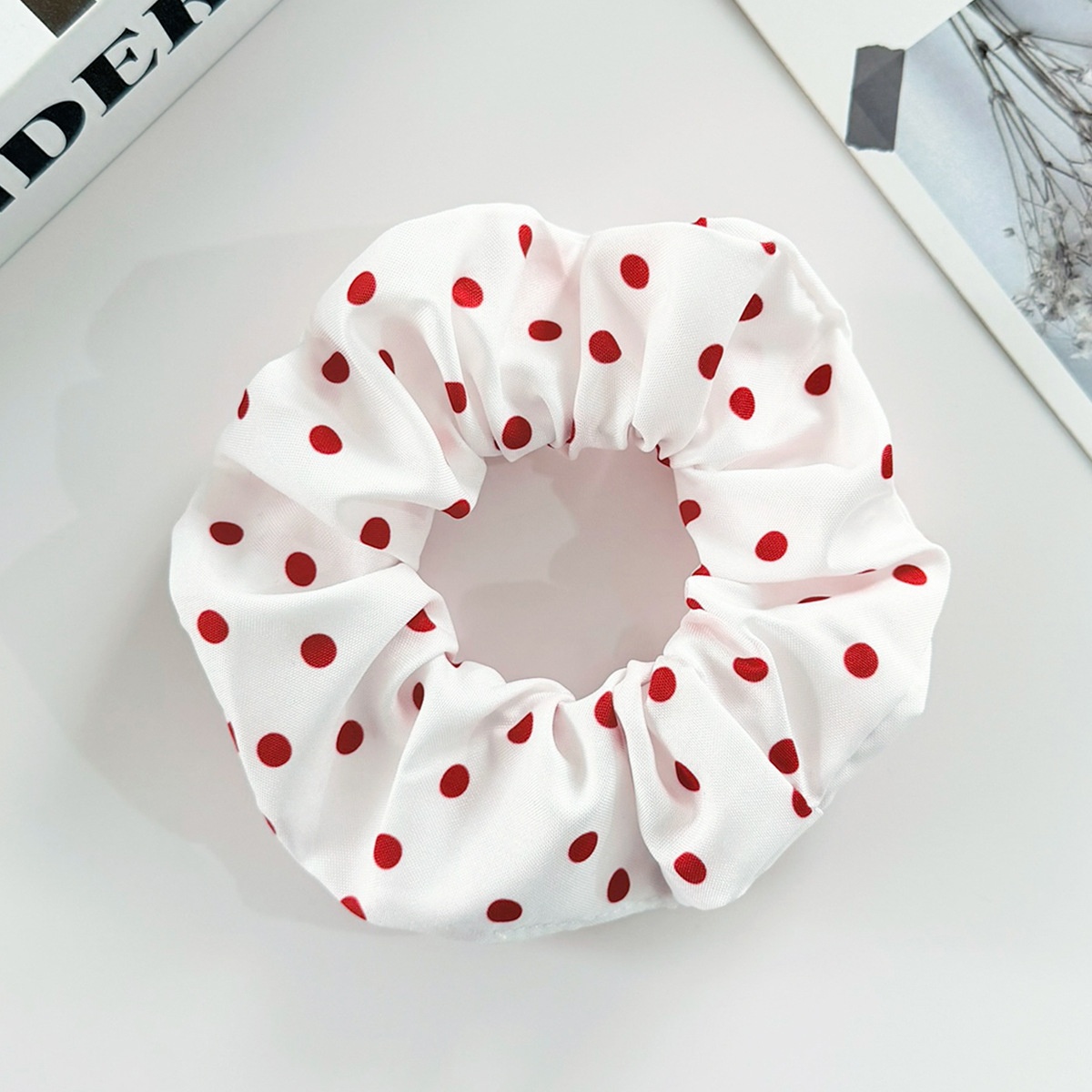 Women's All-Season High Elastic Fabric Hair Tie Minimalist Polka Dots