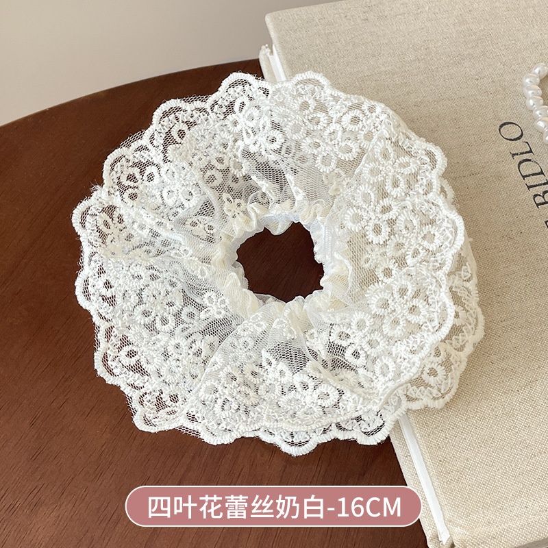 Women's Spring High-End Silky Pleated Pearl Streamer Large Hair Ring