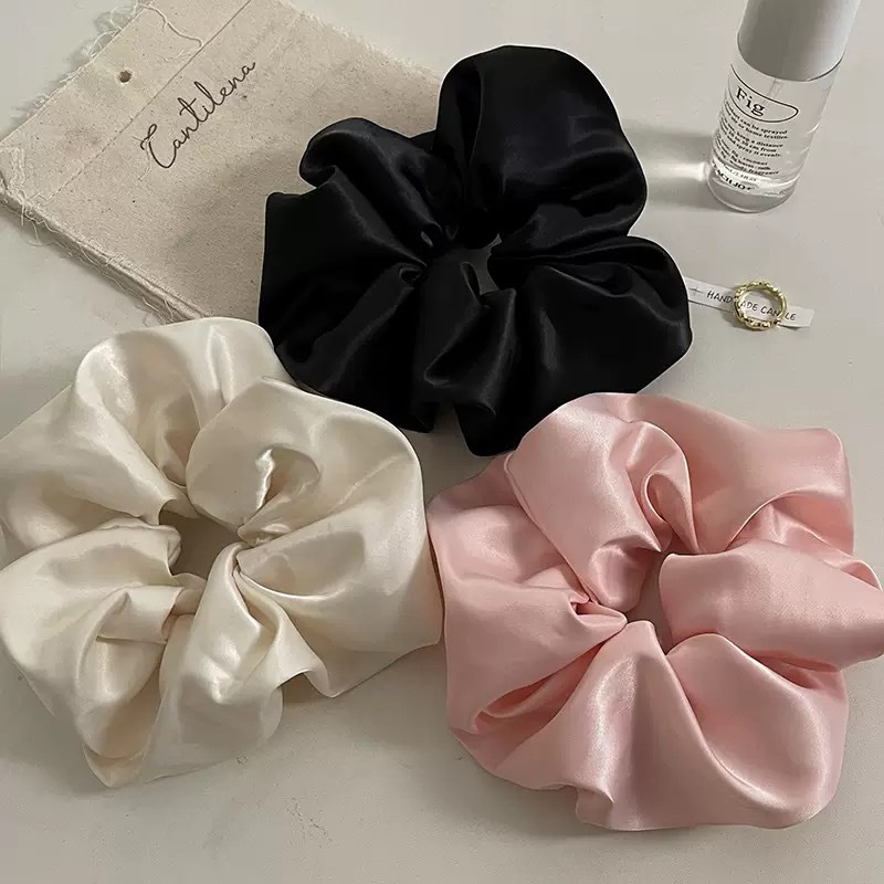 Women's Elegant Satin Banquet Hair Tie Scrunchie Solid Color