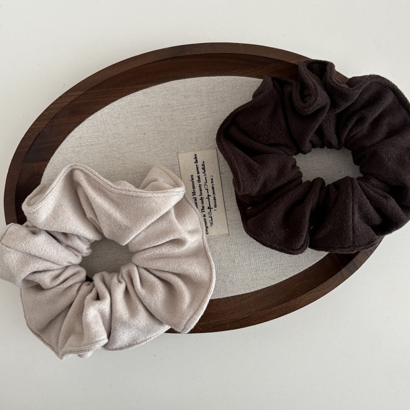 Women's Winter Soft Wool Ribbed Ponytail Holder Scrunchie Solid Color