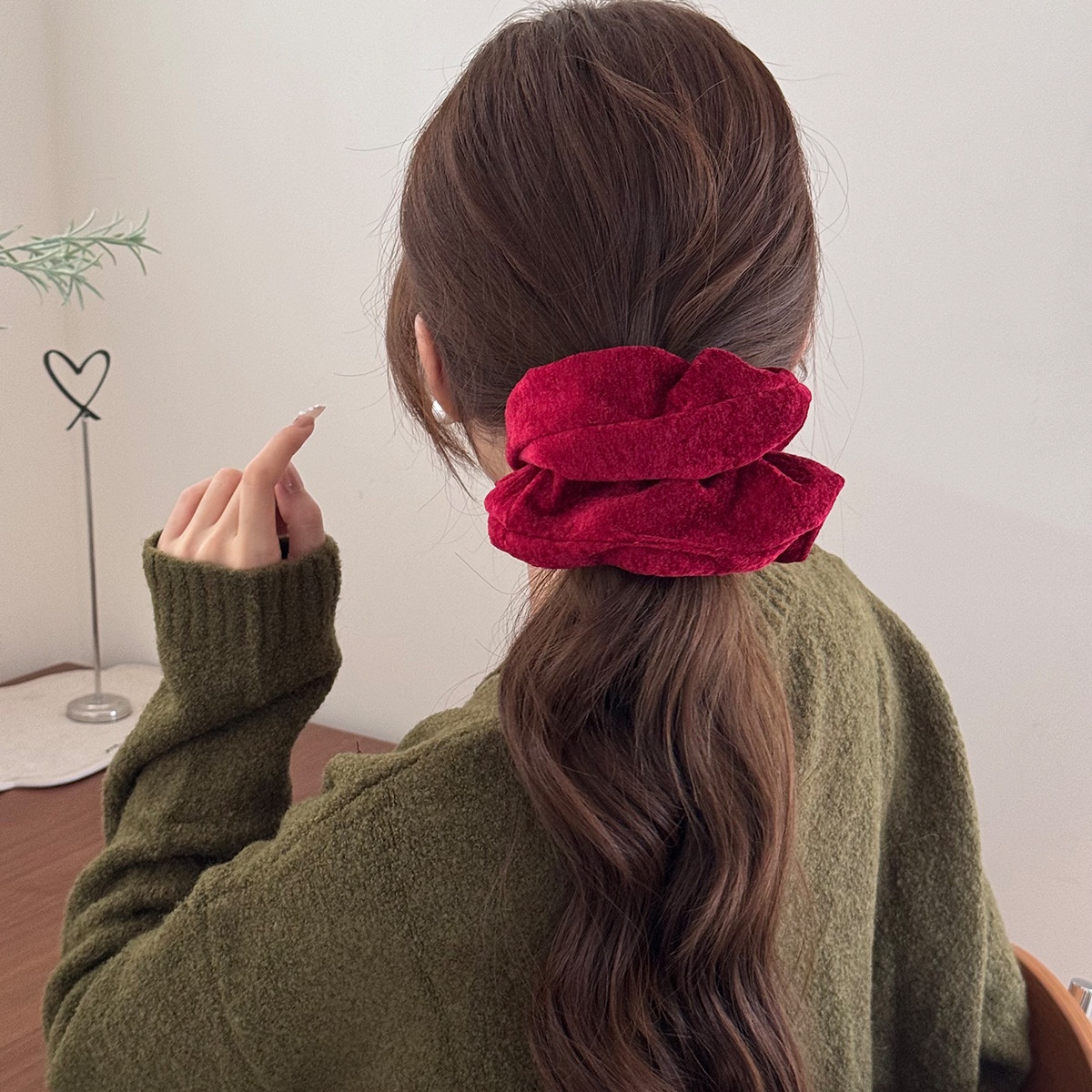 Women's Winter Velvet Hair Tie High Elastic Bun Scrunchie Solid Color