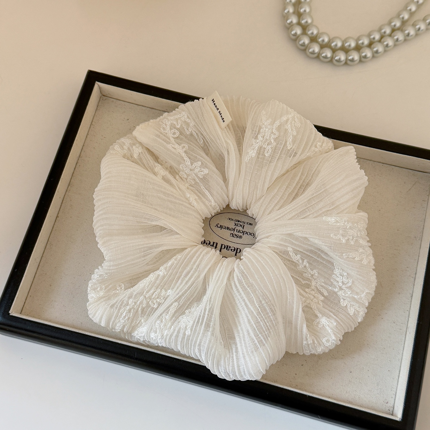 Women's Spring Gauze Hair Tie Daily Accessory Black Striped