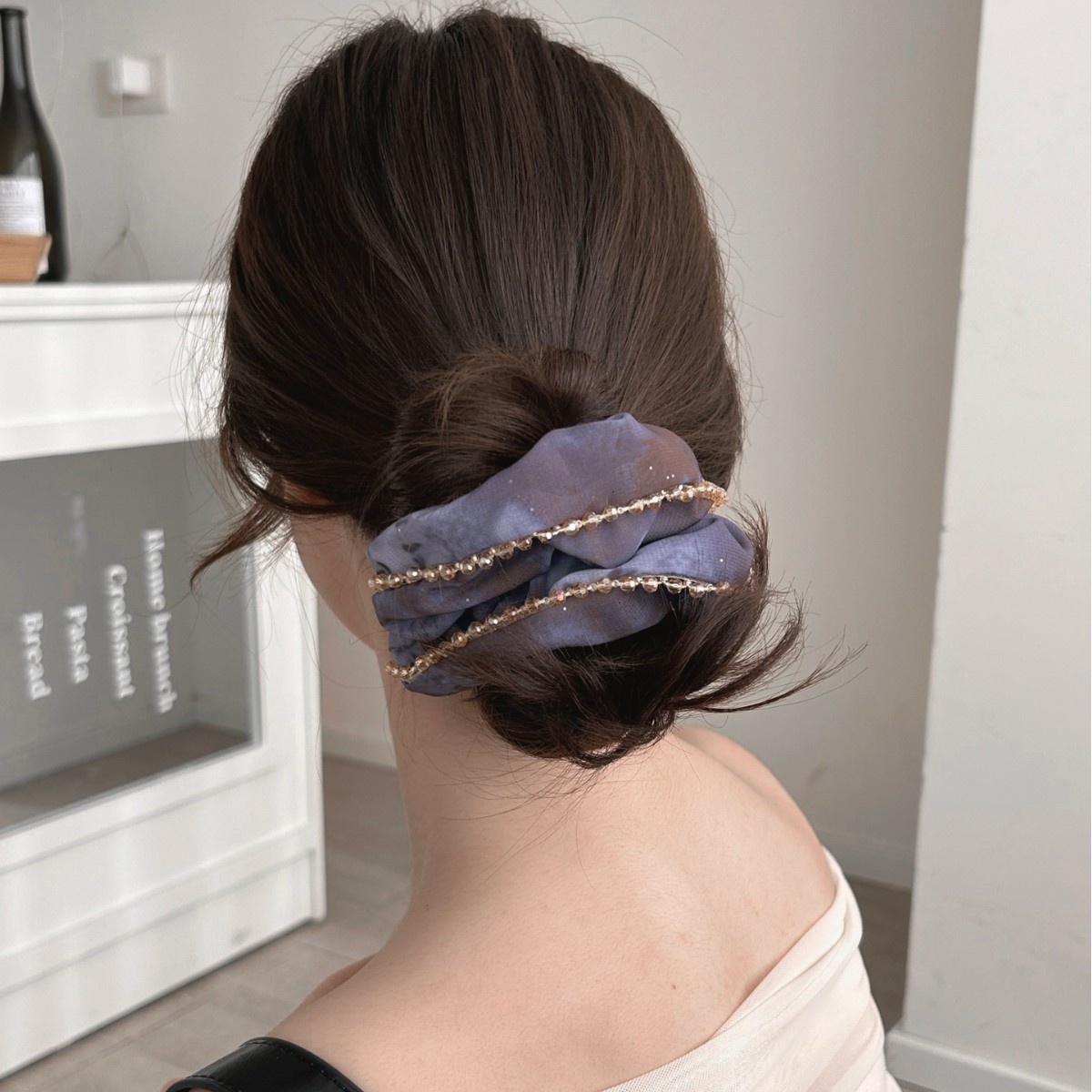 Women's Chiffon Low Bun Elastic Hair Scrunchie Gradient Ombre