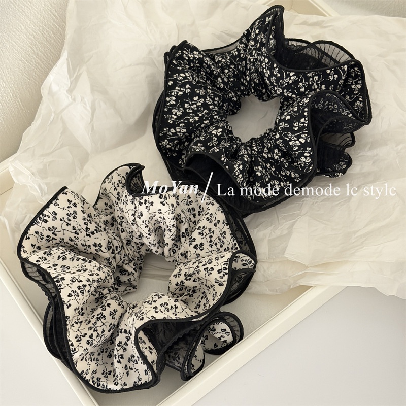 Women's New Style Ditsy Floral Cloth Hair Tie in Elegant Beige
