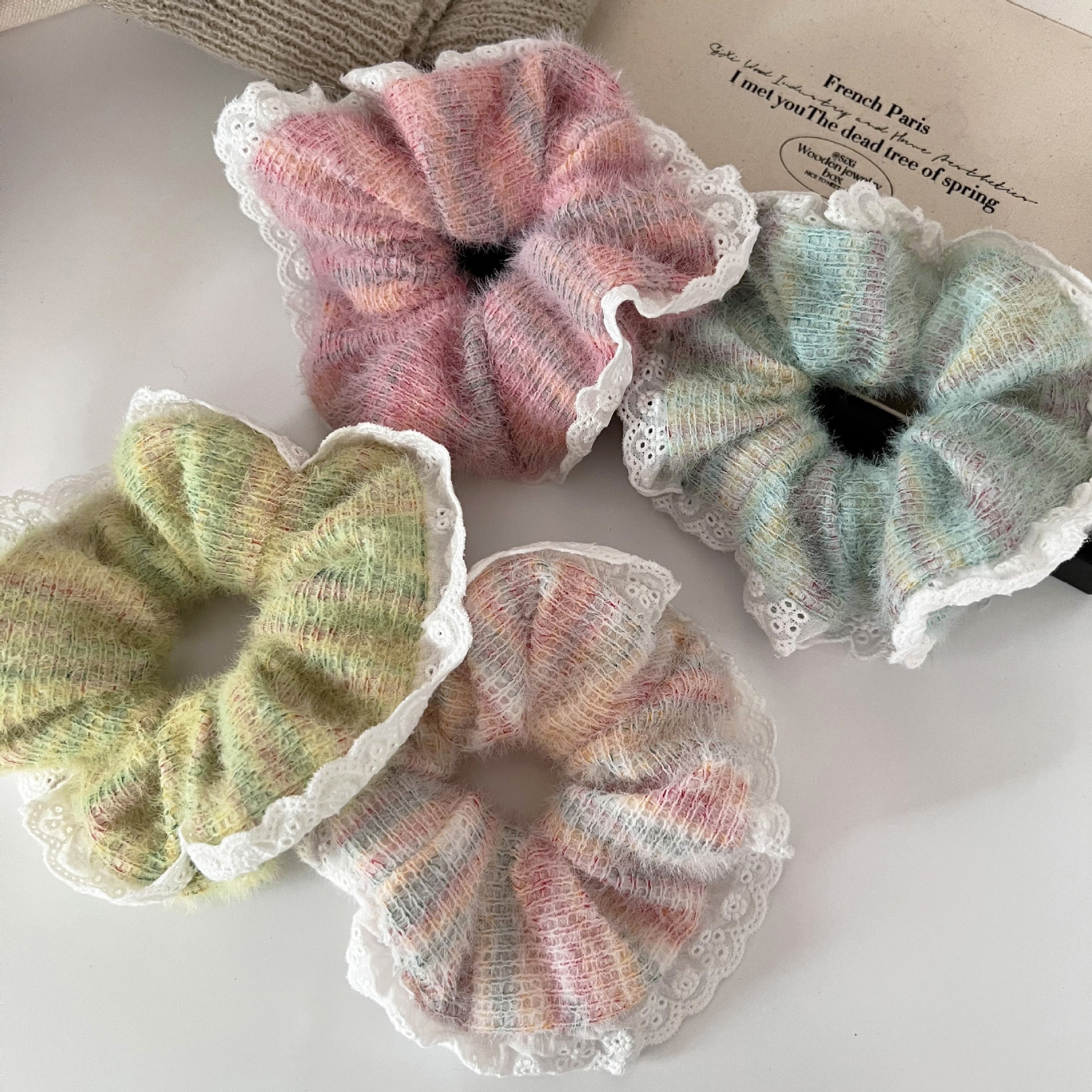 Large Fluffy Lace Edge Hairband Hair Bun Hairband Soft Elastic Hairband Hair Accessory