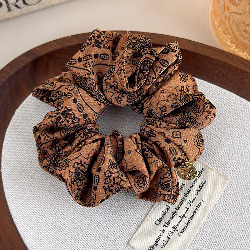 Women's Casual Cloth Scrunchie Ponytail Holder Vintage Paisley Print