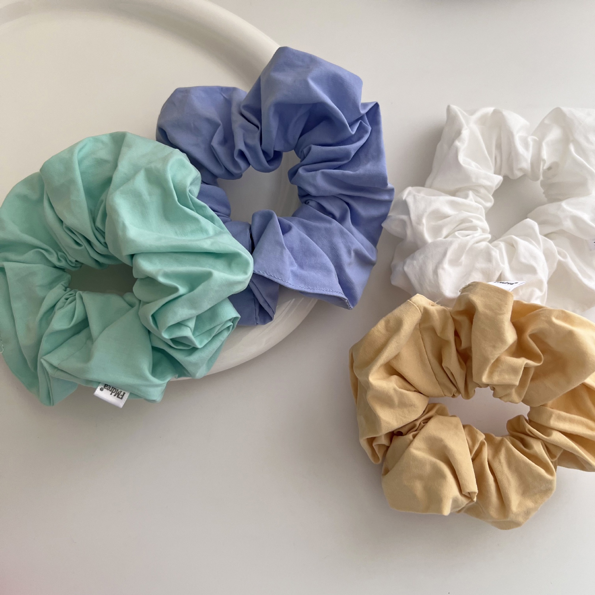 Women's Elegant Cloth Scrunchie Ponytail Holder Solid Colorful