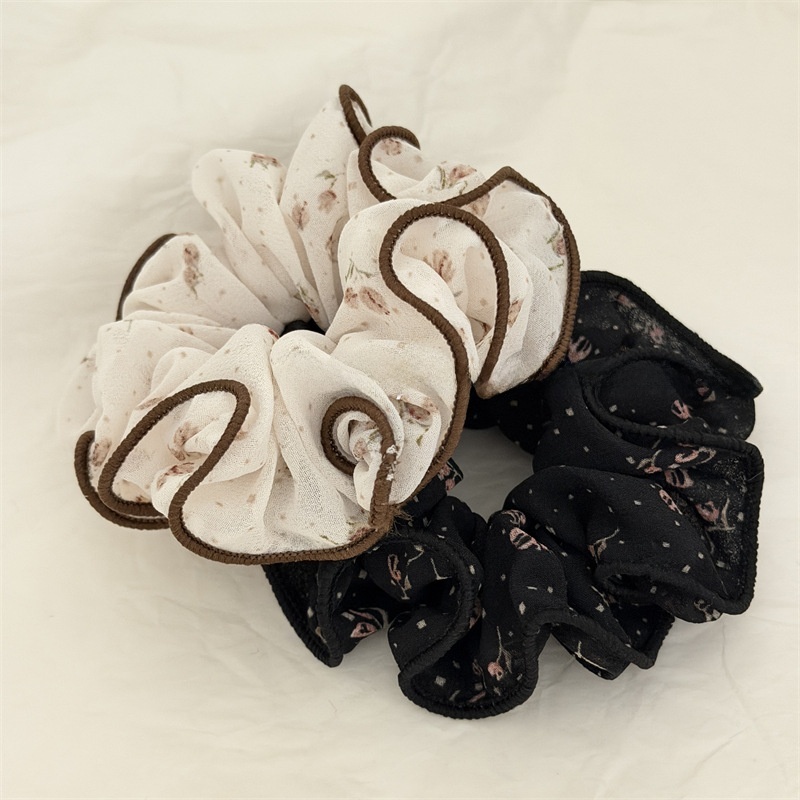 Women's Sweet Spring Soft Chiffon Hair Tie White Ditsy Floral