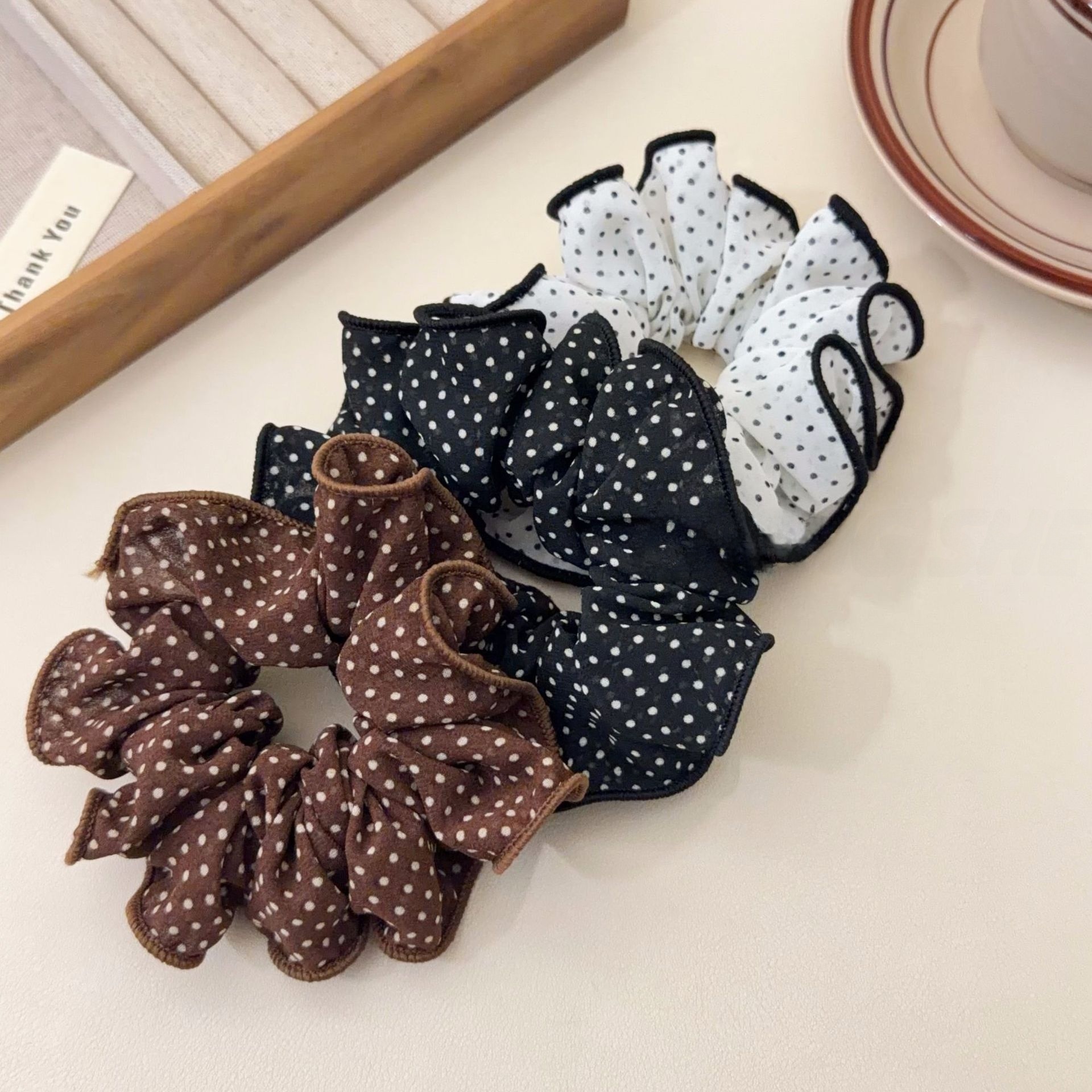 Women's Spring Casual Cloth Hair Tie Scrunchie Classic Polka Dots