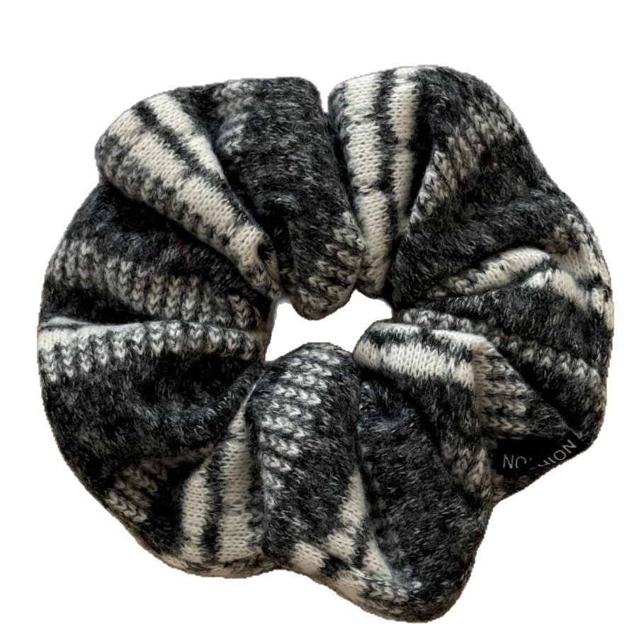 Women's Oversized Plaid Woolen Hair Ties Soft Warm Autumn Winter Scrunchies