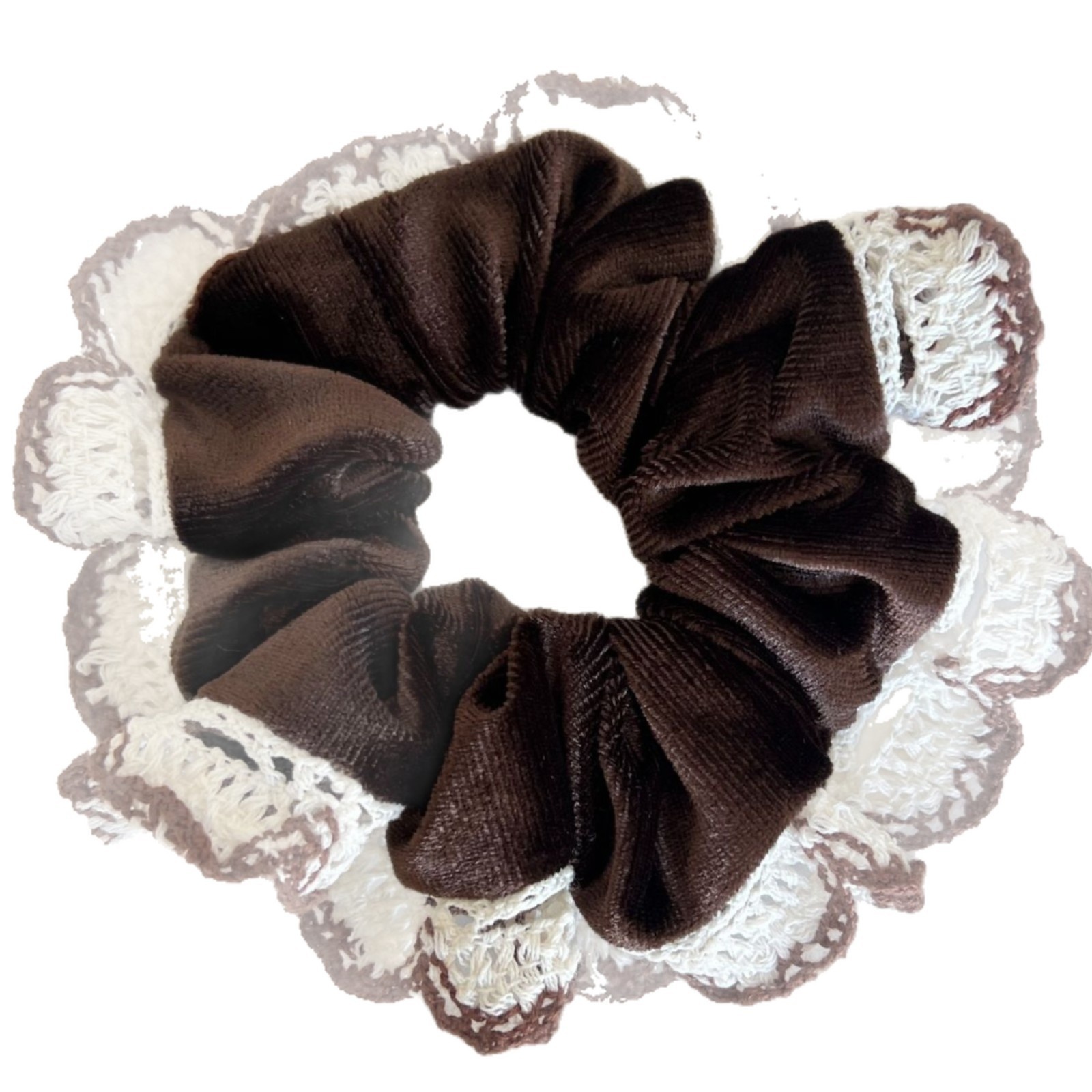 Women's Elegant Ballet Style Large Hair Scrunchie Transparent Mesh Lace