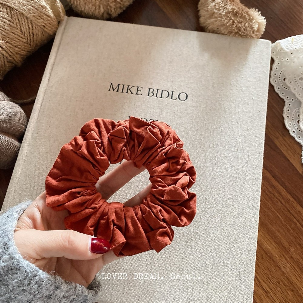 Women's Solid Blue Cloth Hair Tie, Simple Soft Fabric Scrunchie for Summer