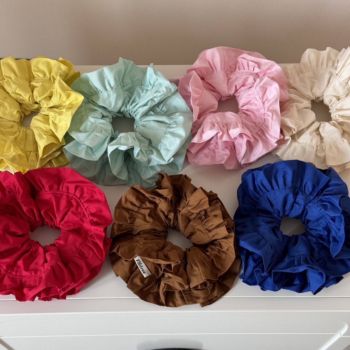 Women's French Satin Ruched Lace Bun Hair Tie Scrunchie Polka Dot