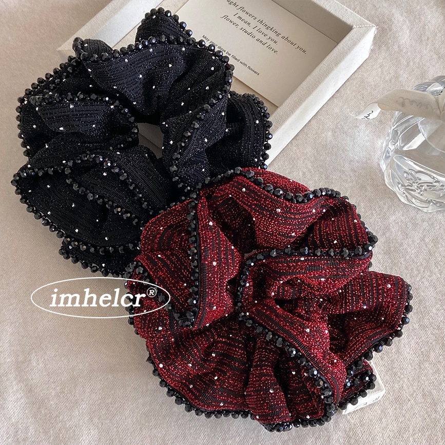 Women's Sparkling Rhinestone Ponytail Hairband Burgundy Black Crystal