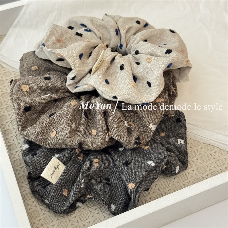 Women's Retro Fabric Ponytail Hair Ties Floral Embroidery Spot