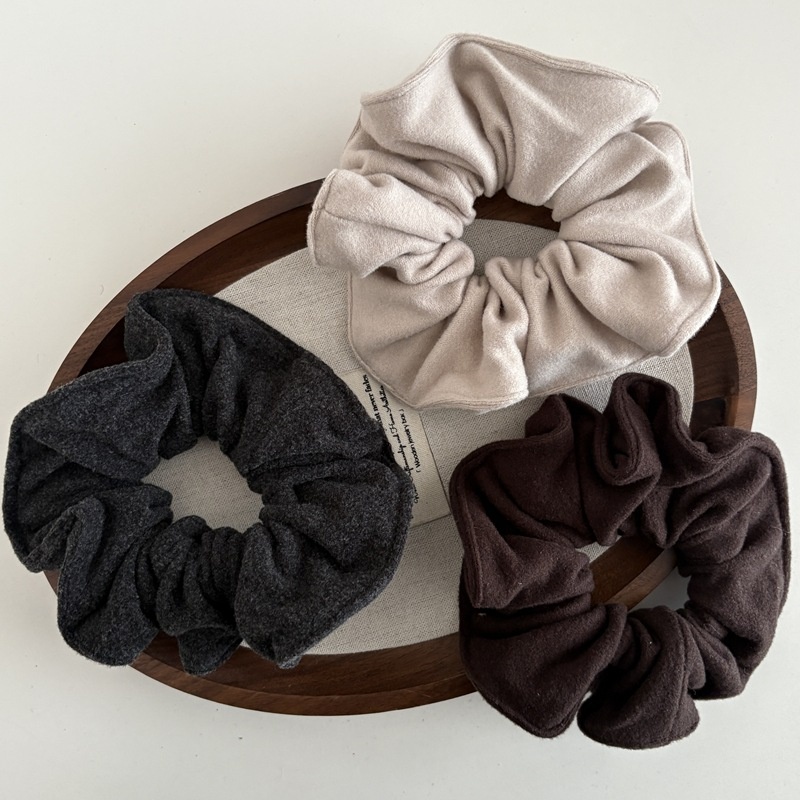 Women's Winter Soft Wool Ribbed Ponytail Holder Scrunchie Solid Color
