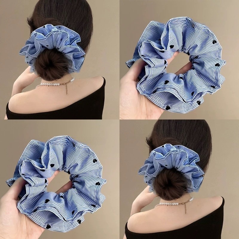 Women's Elegant Large Cloth Scrunchie Banquet Hair Tie Ditsy Floral
