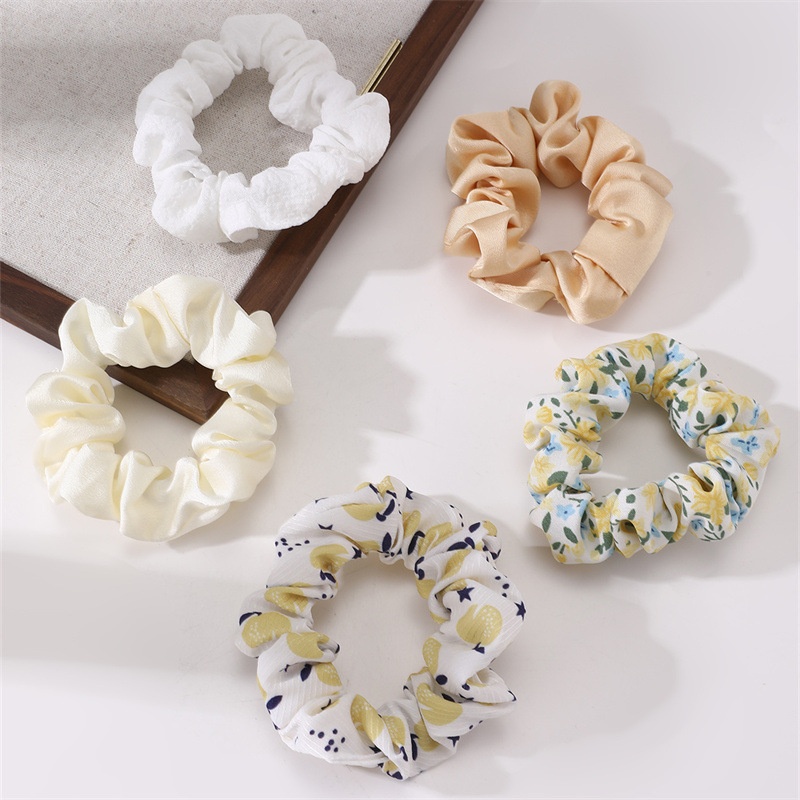 Women Girls Summer 5Pcs Cloth Hair Bands Dopamine Colorful Fruit Floral