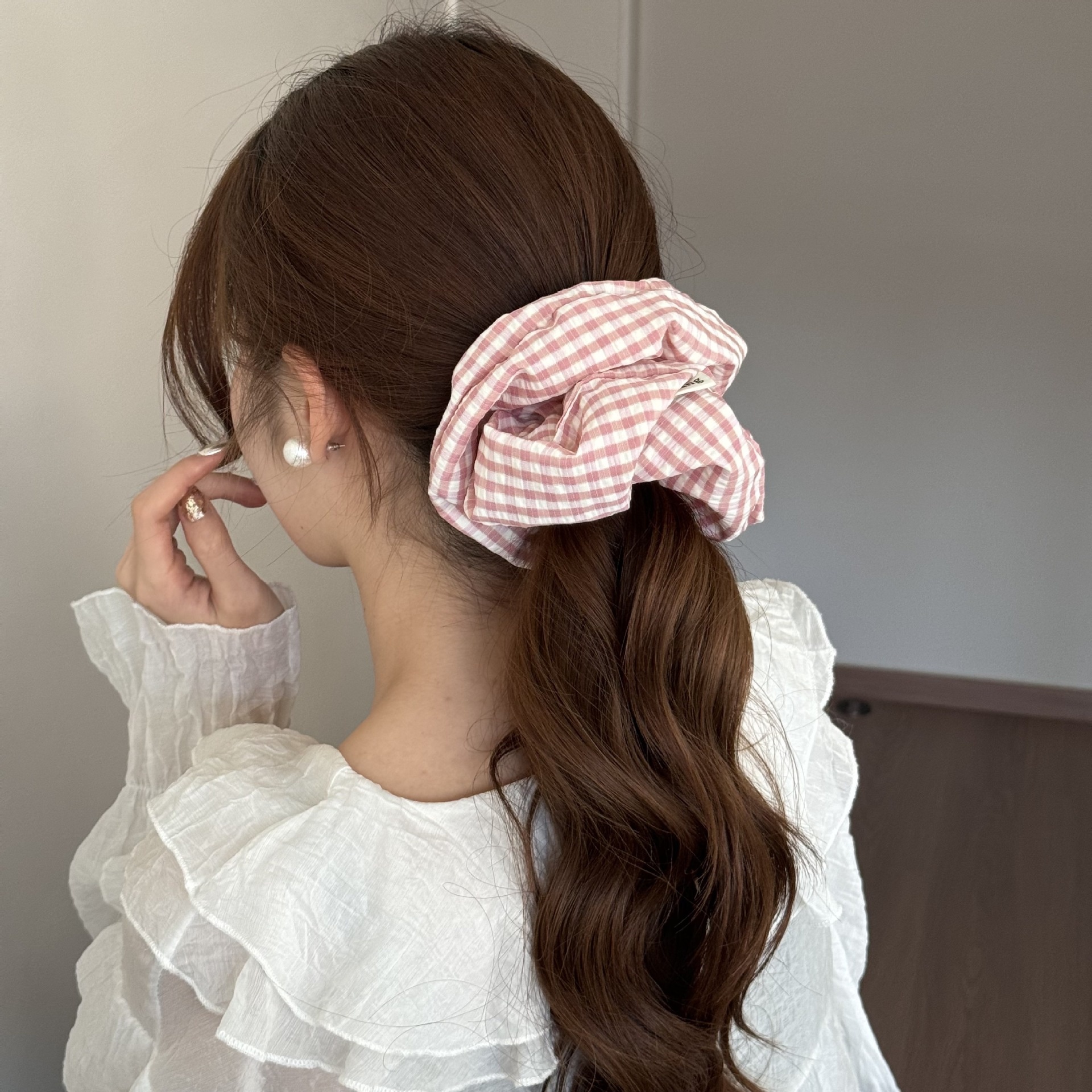 Women's Simple Spring Summer Polyester Hair Tie Pink Striped