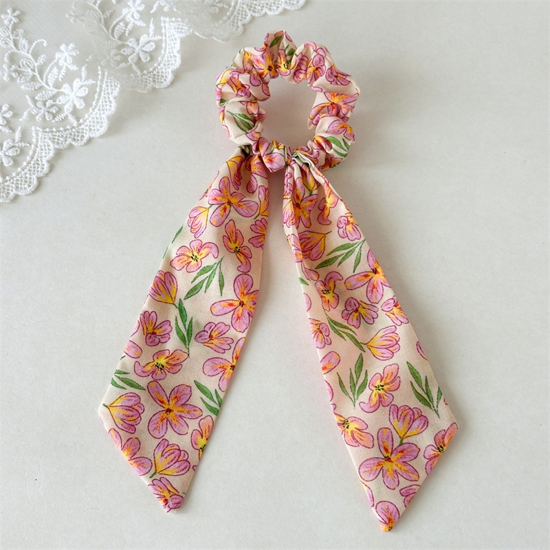Women's Summer Oil Painting Printed Cloth Hair Ties Elastic Vacation Scrunchies