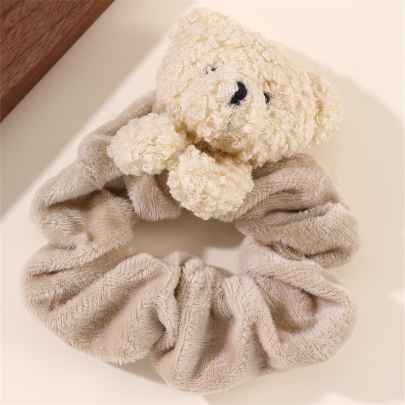 Girls Velvet Hair Tie Large Elastic Band Autumn Winter Cute Little Bear