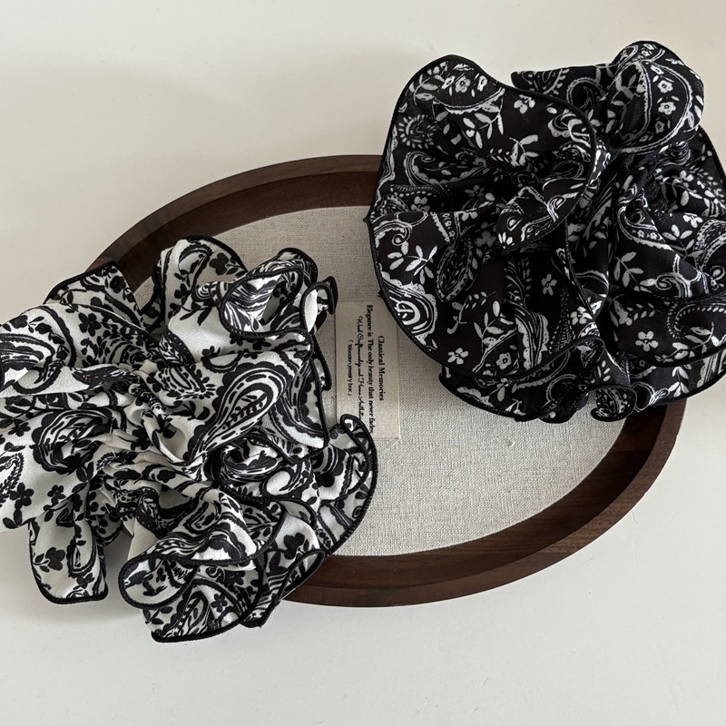 Women's Vintage Large Flower Hairband Cashew Nut Pattern Elastic Hair Tie