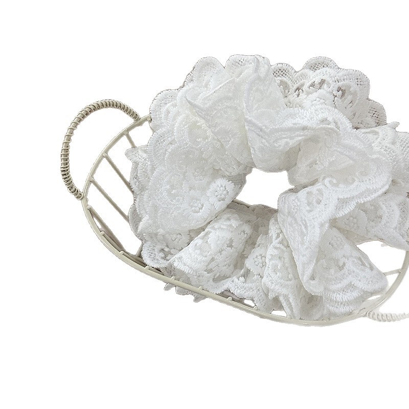 Women's Four Layer Lace Scrunchie Bun Hair Tie Vintage French Cloth