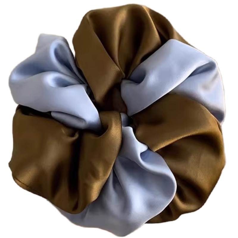 Women's Winter Satin Hair Tie Accessory Black Color Block