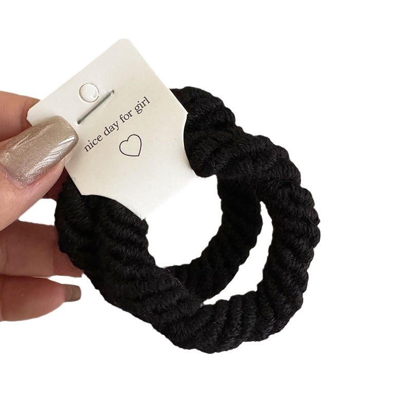 Women's Autumn Winter Thickened Yarn Wrapped Hair Tie Coffee Milk Color Block