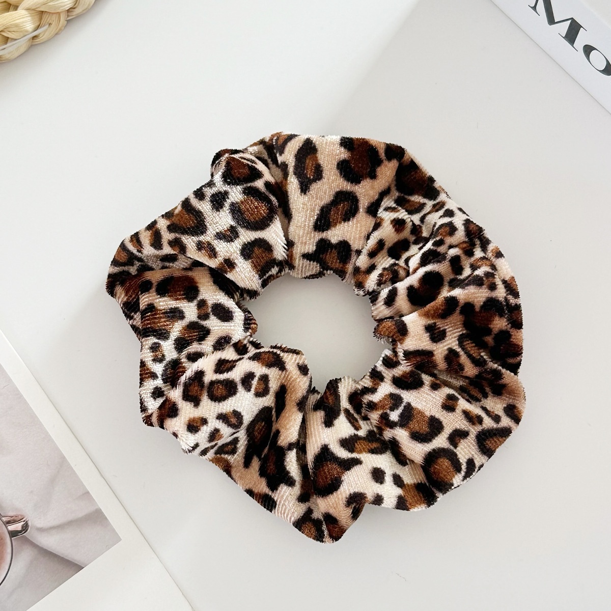 Women's Autumn Winter High Elastic Velvet Hair Tie Leopard Pattern