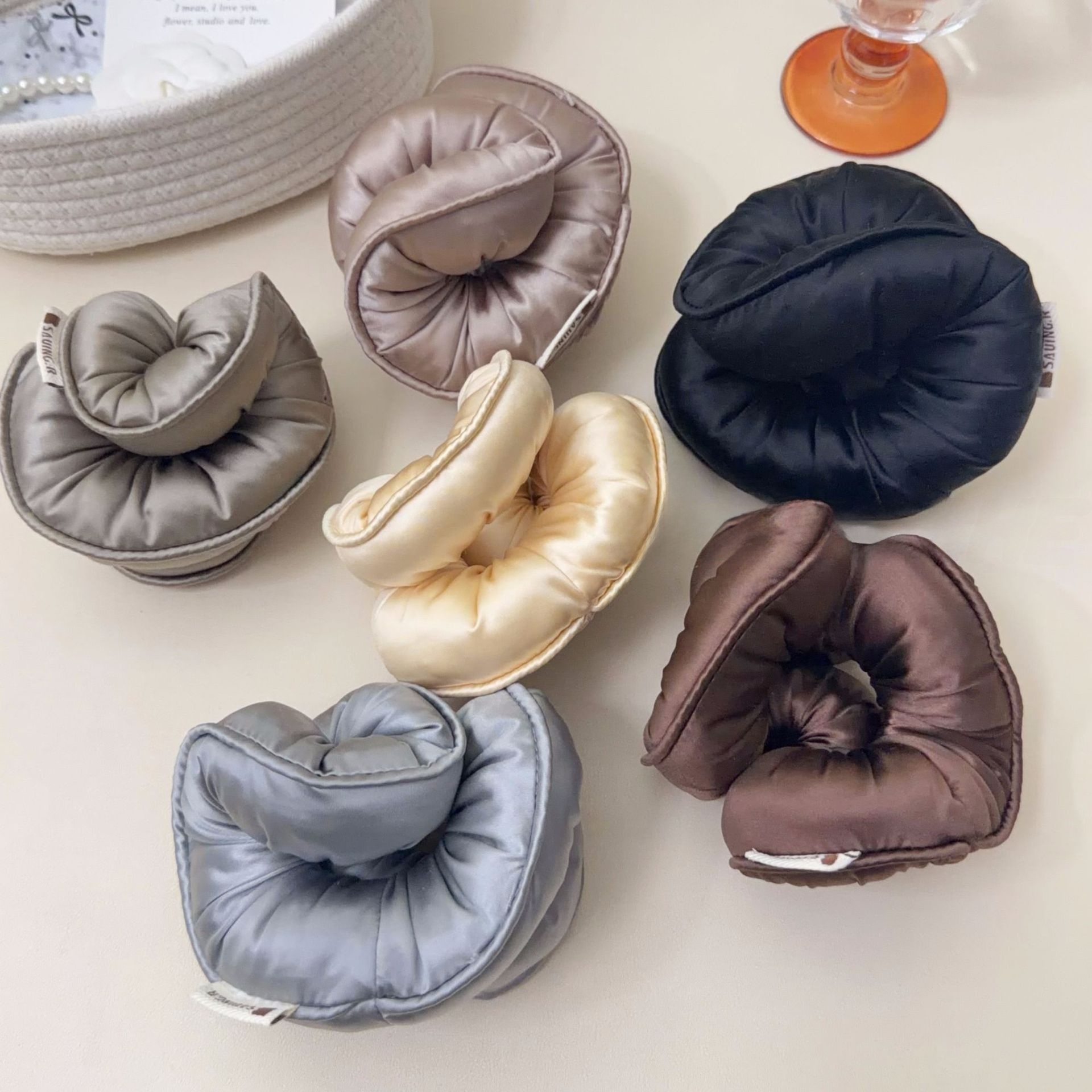 Women's Stylish Irregular Cloth Hair Tie For Spring Summer Solid Black