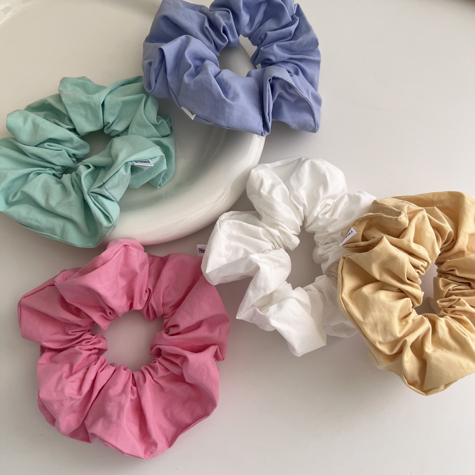 Women's Elegant Cloth Scrunchie Ponytail Holder Solid Colorful