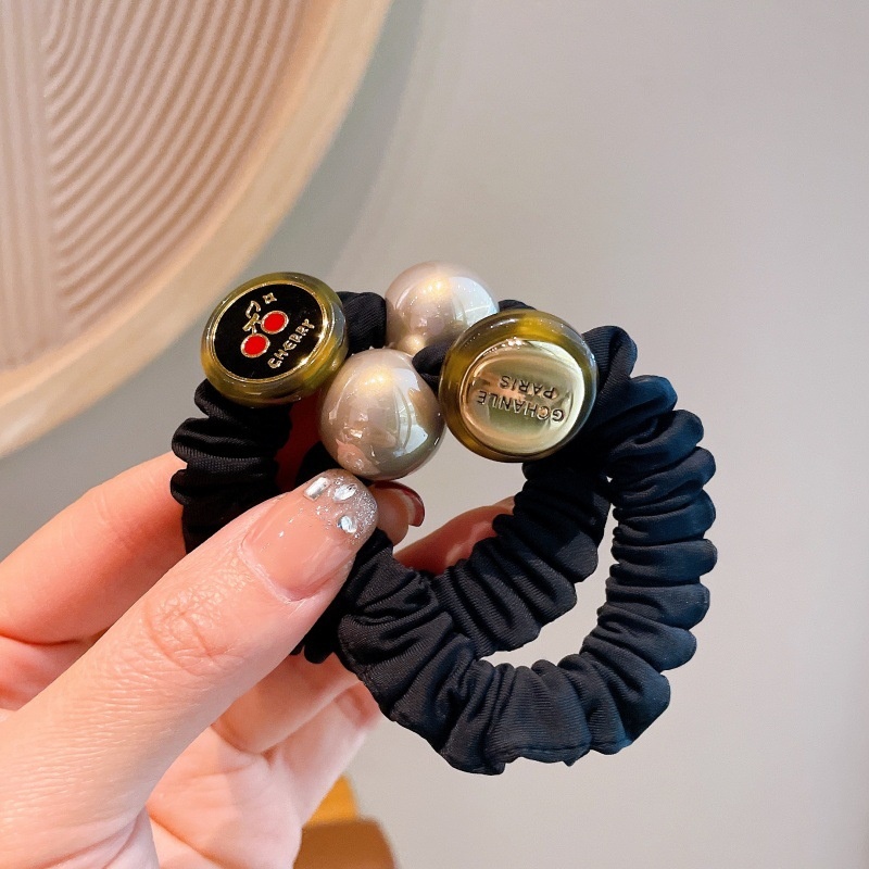 Women's All-Season Cloth Hairband Valentine Gift Black Pearl Letter