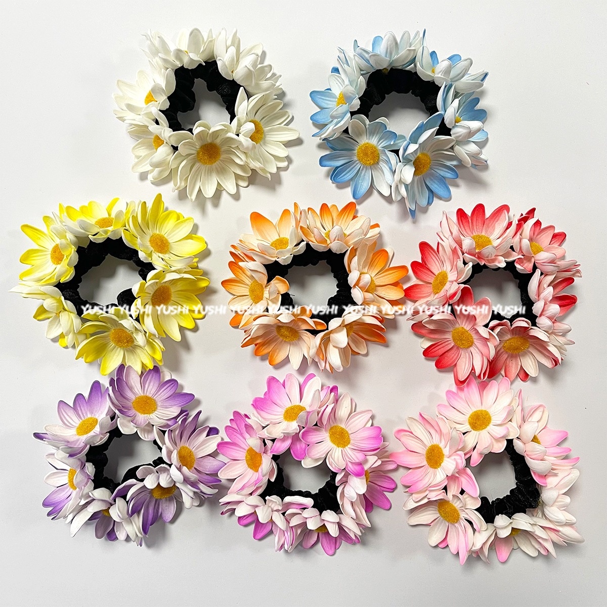 Women's Bohemian Sunflower Daisy Spiral Hair Ties Pastoral Style Floral Bands