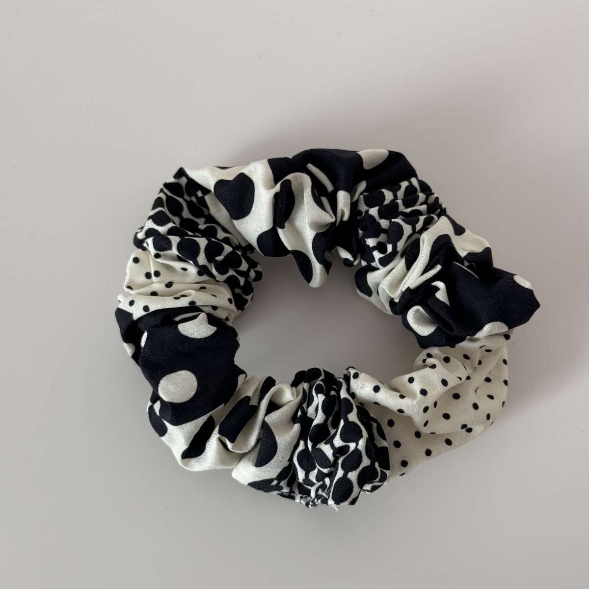 Women's Large Vintage Cloth Elastic Hair Scrunchie Polka Dot Plaid