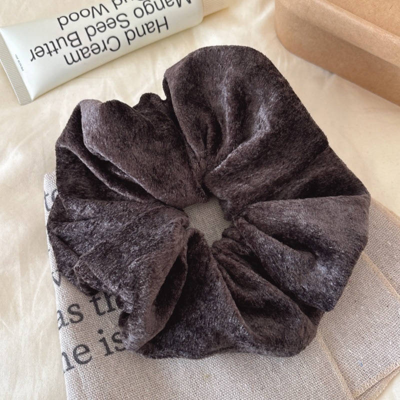 Women's Retro Flannel Hair Tie For Autumn & Winter Solid Black