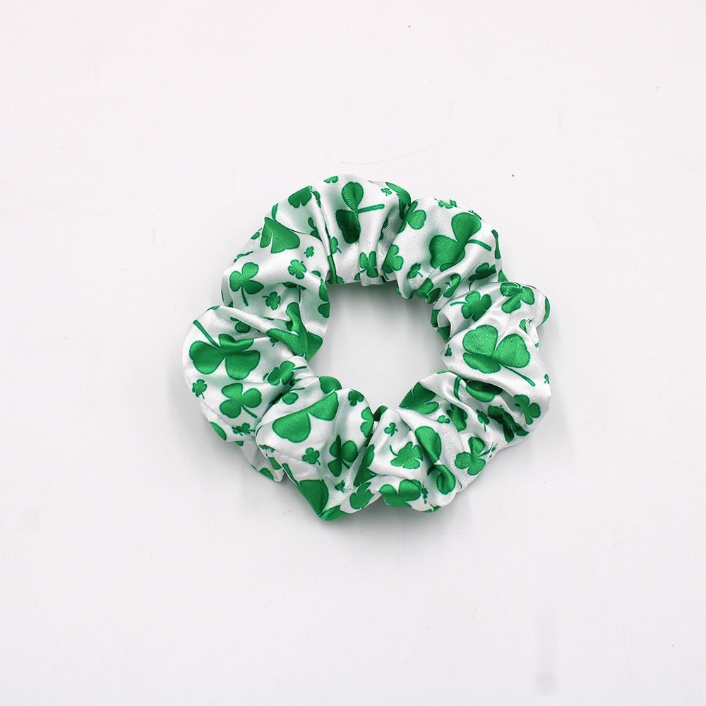Women's Big Bow Hair Tie Headband Green Shamrock St. Patrick's Polyester