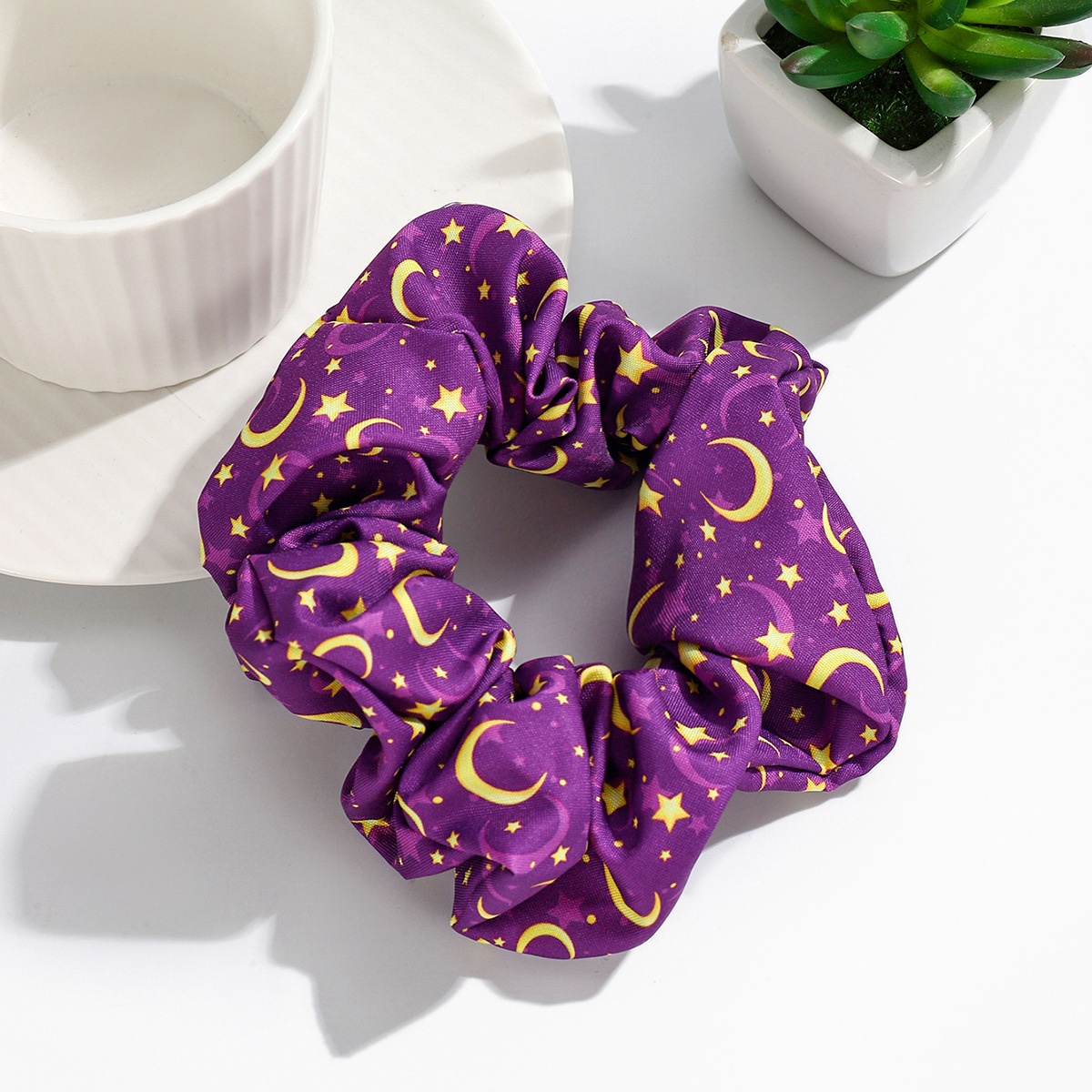 Women's Daily Cloth Scrunchies Space Theme Star Moon Embroidery