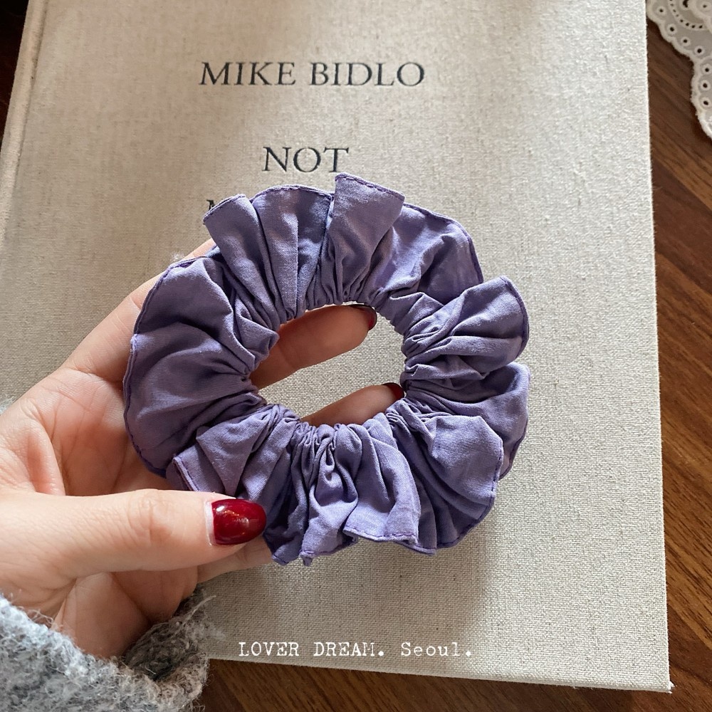 Women's Solid Blue Cloth Hair Tie, Simple Soft Fabric Scrunchie for Summer