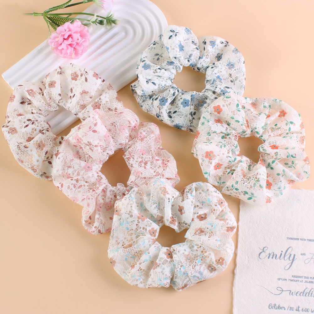 Women's French Style Soft Lace Hair Tie Daily Wear Ditsy Floral