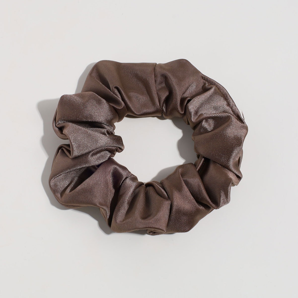 Women's Simple Brown Satin Hair Tie, Durable Solid Color Hair Accessory