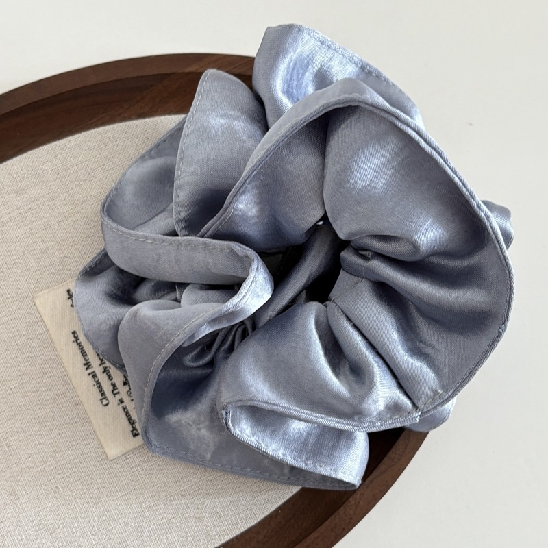 Women's Elegant Double Layer Satin Low Ponytail Hair Tie Solid Color