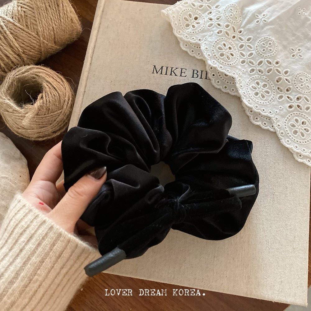 Women's Large Velvet Bun Styling Elastic Hairband French Bowknot