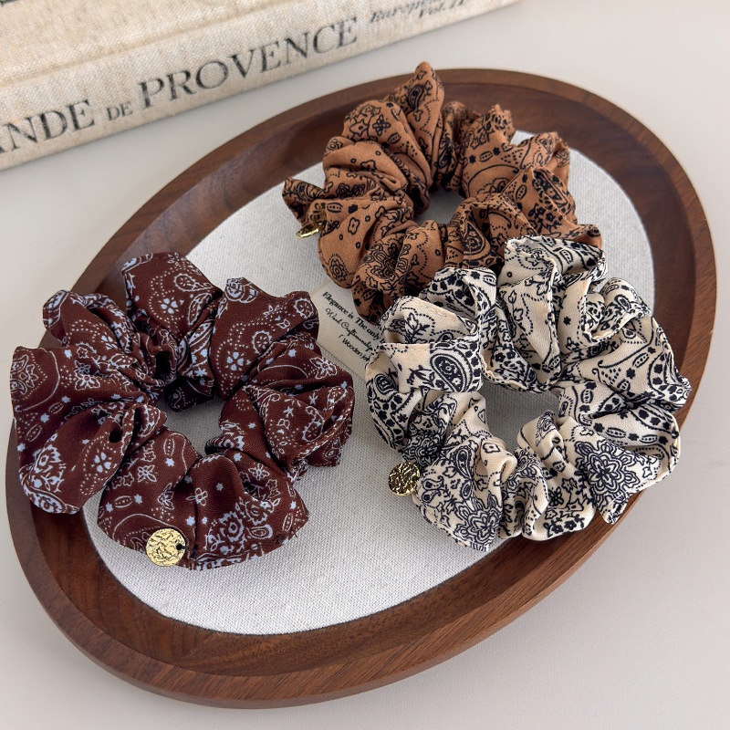 Women's Casual Cloth Scrunchie Ponytail Holder Vintage Paisley Print