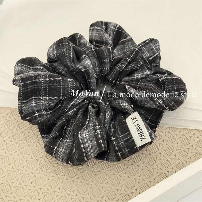 Women's Vintage Flannel Headband Simple Plaid Black White Blue Orange